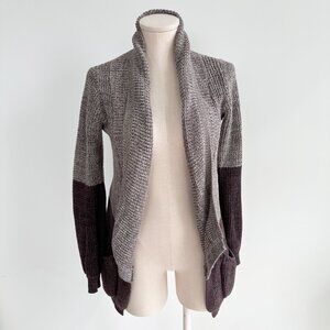 Colorblock Shawl Cardigan Sweater Womens Size XS Purple and Grey Marled